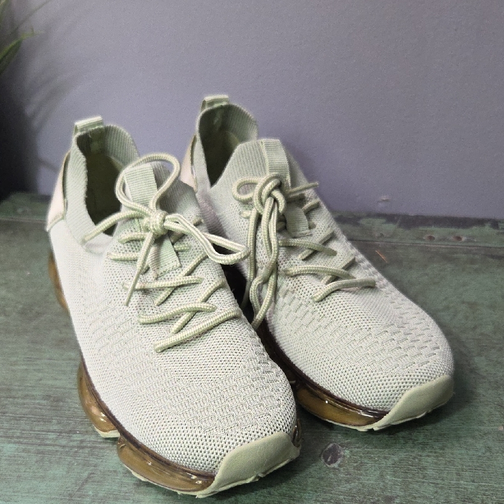 La Sheela Green Knit Tennis Shoes
